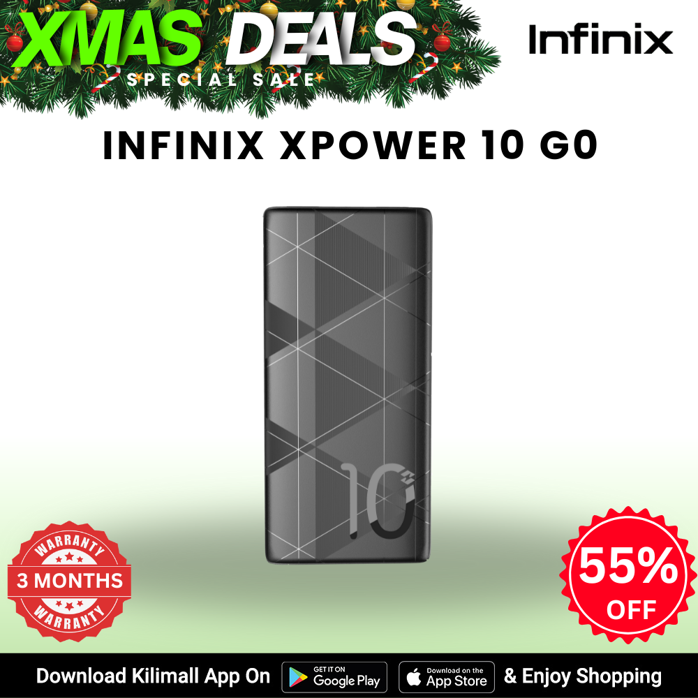 [Xmas Sale] nfinix Xpower 10 Go XP10 10000mAh 12W Power Bank Slim Design,Fast Charging Powerbank LED Display Flashlight Phone Holder Portable Battery Charger For all Phones Infinix AIOT