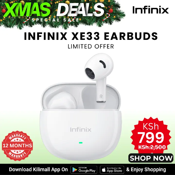 [X-mas Sale] Infinix Buds Xbuds  3 Lite (XE33) - Earbuds  Earphones TWS AI ENC Noise Cancellation 24H Playtime  Volume Touch Control  Bluetooth 5.3 IPX4  long battery life Deep Bass  Infinix AIOT