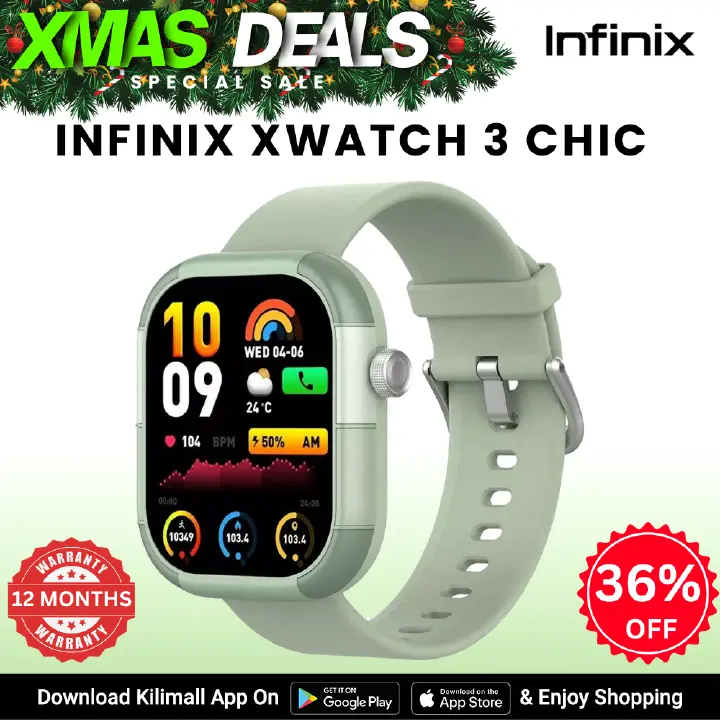 [X-mas Sale] Infinix Xwatch 3 Chic Smartwatch 2.04 Inch Amoled display 300mAh Battery Capacity Clear Bluetooth Calling 7-10 days work time Waterproof IP68 Digital Crown Wireless Charge  Infinix AIOT