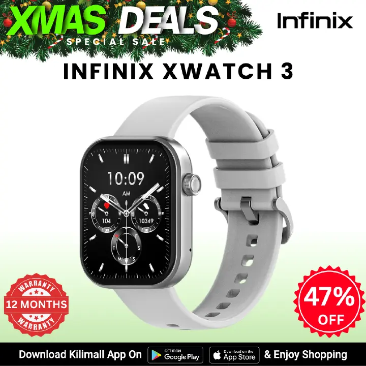 [X-mas Sale] Infinix Xwatch 3 Smartwatch Clear Bluetooth Calling 7-10 days work time(BT Call Off) Waterproof IP68 My Health App Digital Crown Wireless Charge(TBD 4 1.43 AMOLED Display  Infinix AIOT
