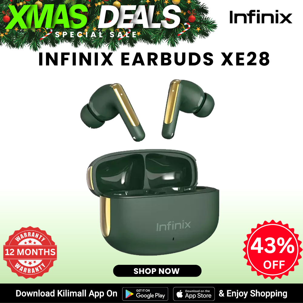 [X-mas Sale] Infinix EarBuds XE28 Up to 25dB Noise Cancellation 4-Mic AI DNN ENC for Clear Call Powerful and Rich bass with great master tune 30-Hour Playtime ,earphones  Infinix AIOT