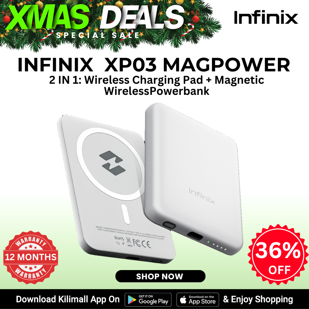 [X-mas Sale] Infinix XP03 2 in1 Charging Wireless Pad + Magnetic Wireless Powerbank 18W fast Support Qi and EPP Protocols MAX CHARGING SPEED 18W Battery-powered Wireless Charging Output 5W 7.5W  AIOT