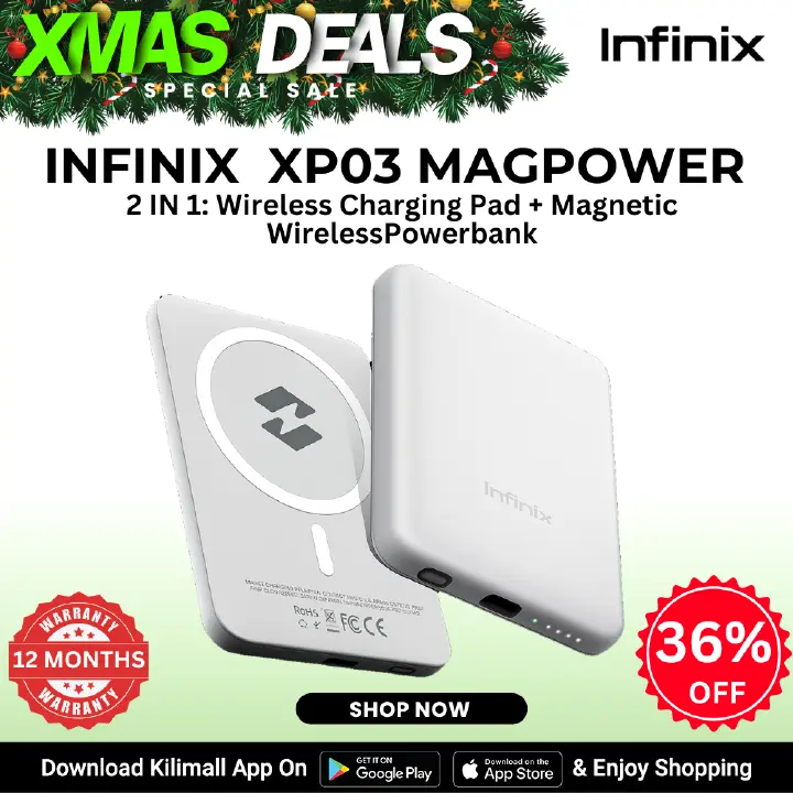 [X-mas Sale] Infinix XP03 2 in1 Charging Wireless Pad + Magnetic Wireless Powerbank 18W fast Support Qi and EPP Protocols MAX CHARGING SPEED 18W Battery-powered Wireless Charging Output 5W 7.5W  AIOT