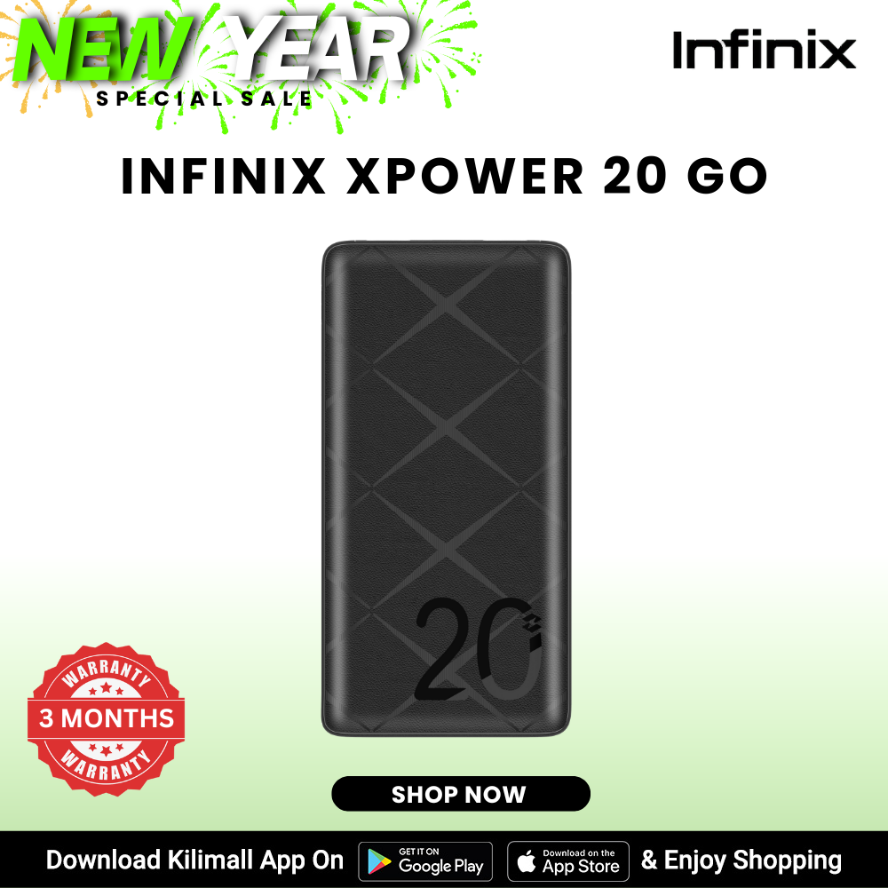 [Special Offer] Infinix XPOWER 20 Go XP20  20000mAh Battery Capacity Powerbank 15Watts Maximum power super fast charging Powerbanks Infinix AIOT