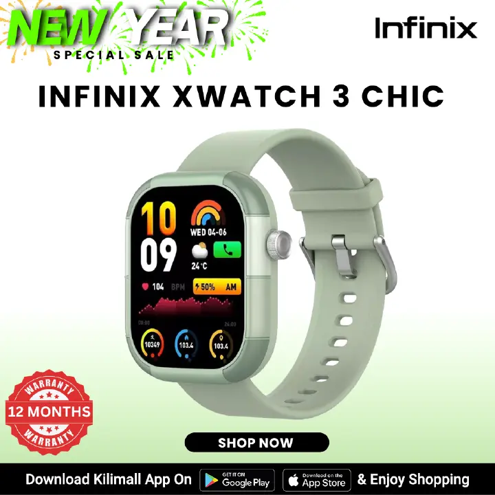[Brand New]  Infinix Xwatch 3 Chic Smartwatch 2.04 Inch Amoled display 300mAh Battery Capacity Clear Bluetooth Calling 7-10 days work time Waterproof IP68 Digital Crown Wireless Charge  Infinix AIOT