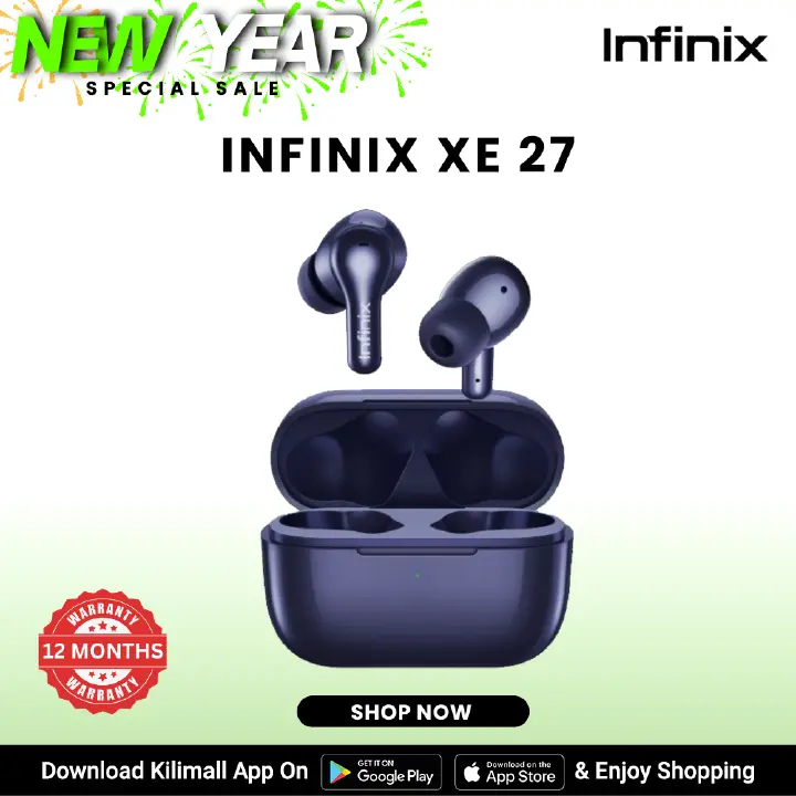 [Valentine's Sale ] Infinix XE27 bluetooth earphones earpods 10mm Active Noise Cancellation(ANC) ,5/28 Hours long battery life Deep Bass Drivers, Dynamic Audio  Infinix AIOT