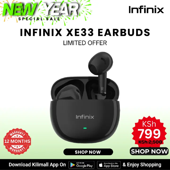 [ New Year Sale ] Infinix Buds Xbuds  3 Lite (XE33) - Earbuds  Earphones TWS AI ENC Noise Cancellation 24H Playtime  Volume Touch Control  Bluetooth 5.3 IPX4  long battery life Deep Bass  Infinix AIOT