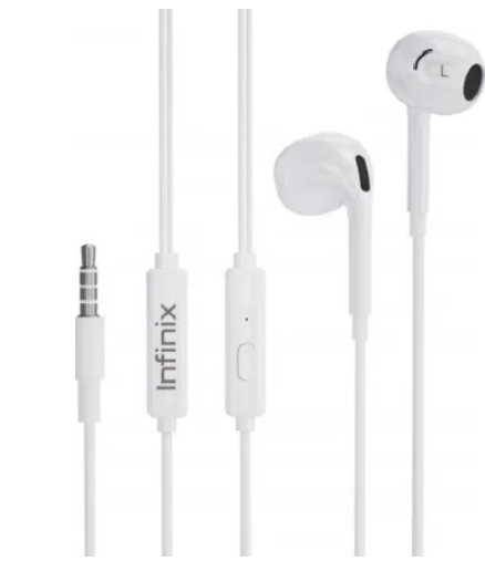 [ Special Offer ] Infinix earphones Half In Ear Stereo Headphones  - Full Bass Universal 3.5mm jack  Built-in microphone for hands-free calls Compatible with iPhone, Samsung , Techno ..