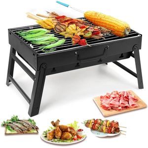 😇🤪[ UP YOUR GAME]Charcoal Grill, BBQ Grill Folding Portable Lightweight smoker Grill, Barbecue Grill Small desk Tabletop Outdoor Grill for Camping Picnics Garden Beach Party
