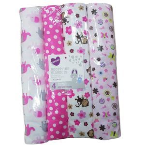 [Up to 50%0ff ]4 Pcs/lot 100% Cotton Flannel Diaper Muslin Diaper Baby Blanket Cartoon Print Baby Bath Swaddle Soft Children's Muslin Swaddle