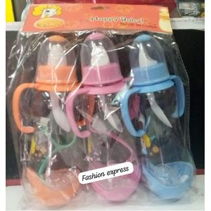 🤪🤑**3PCS Baby Water/Milk Bottle+3Baby Spoon+3 Nappy Holder.Unbreakable
Easy to use
Top quality is Guaranteed
Will give you the longest time service 
Durable and BPA Free
Strong & NO leaks