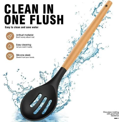 making everyday cooking simple and enjoy🦋12Pcs Silicone Cooking Utensils Set for Nonstick Cookware, 230°C Heat Resistant Kitchen Utensil Set with Wooden Handle, Spatula, Turner, Spoon, Tongs, Whisk🥏
