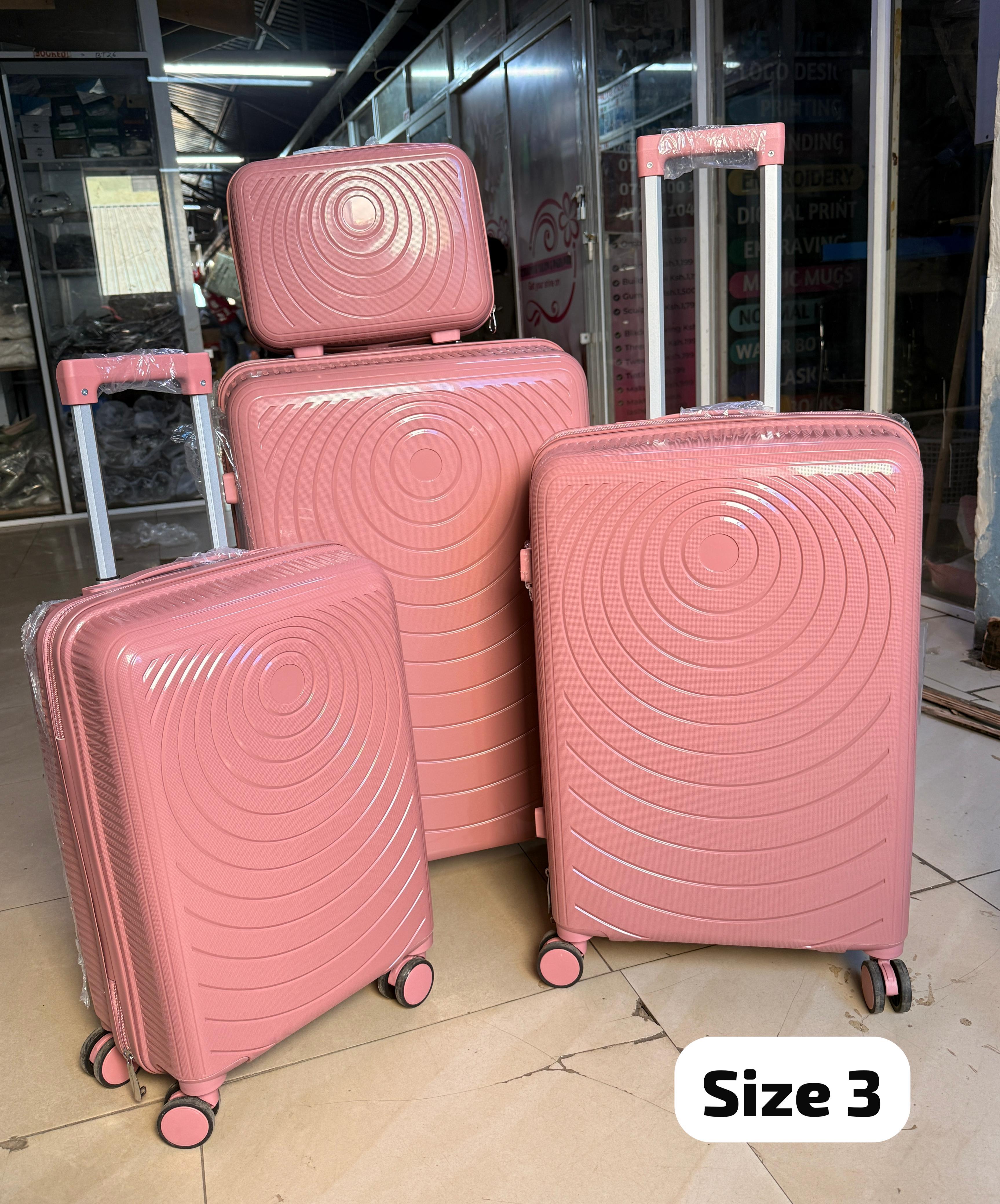 ✈️Travel with Class.✈️4 in 1 Luxurious unbreakable Suitcase

▪️Zipper closure frame.
▪️360 Easy-glide spinner wheels. 
▪️Telescopic handle system locks in multiple levels to adapt.
▪️Compression strap
