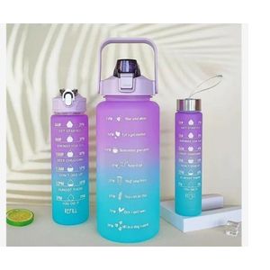 3 in 1 Motivational Water Bottles (3 Pack Half Gallon 2L, 900ml, 300ml)- the perfect set for staying hydrated and motivated throughout the day This set includes three bottles each made of high quality