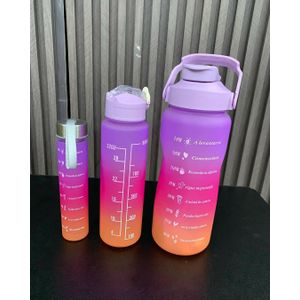 3 in 1 Motivational Water Bottles (3 Pack Half Gallon 2L, 900ml, 300ml)- the perfect set for staying hydrated and motivated throughout the day This set includes three bottles each made of high quality