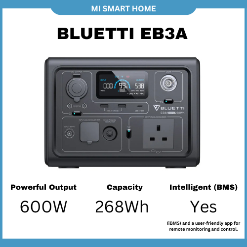 BLUETTI EB3A Portable Power Station | 600W AC Pure Sine Wave Inverter 268Wh Capacity 6 Ways to Recharge (AC/Solar/Car/Generator/AC+Solar/AC+Adapter)