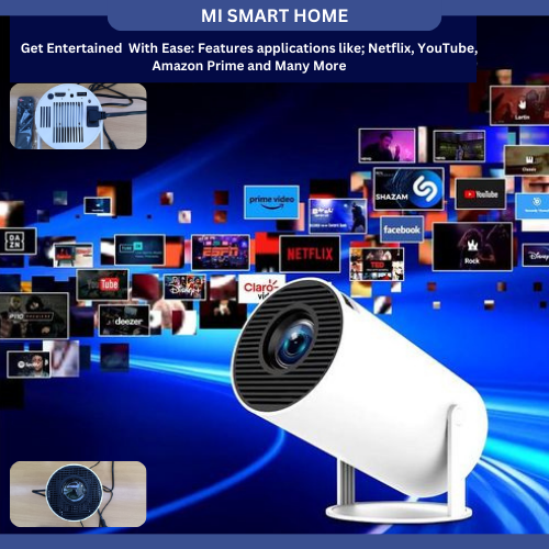 [ Xmas Sale ]Great Wall  Smart Projector Support with Android TV 11.0, Mini Portable Projector 180° Rotatable Movie Projector ,Auto Keystone Compatible for Laptop, PC, Smartphone HDM portand USB port