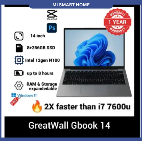 Brand new Great Wall Gbook 14 se ultrabook: (Fast kama i5-8th Gen), 8GB+256GB SSD, 14" Full HD Ultrabook with Long Battery Life & Free Official Win 11 system WiFi5 Bluetooth 5.1