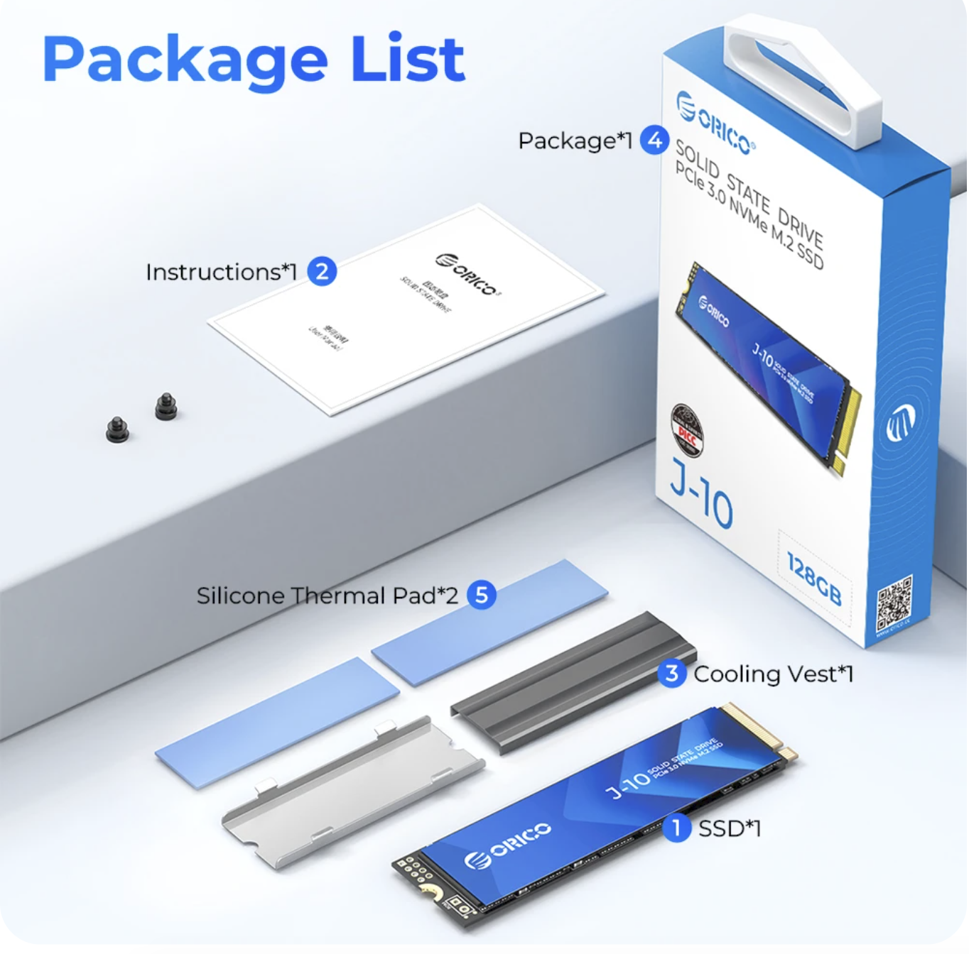 ORICO J10 256GB M.2 SSD - NVMe PCIe 3.0 x4 Internal Solid State Drive (Up to 2000MB/s)