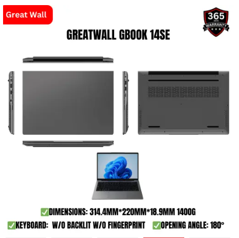 [Anniversary Deals] Great Wall Brand New Gbook 14 SE Laptop 12th Generation Intel N100 CPU 8GB + 256GB SSD 14" Full HD Ultrabook with Long Life Battery & Free Official Win 11 System WiFi5