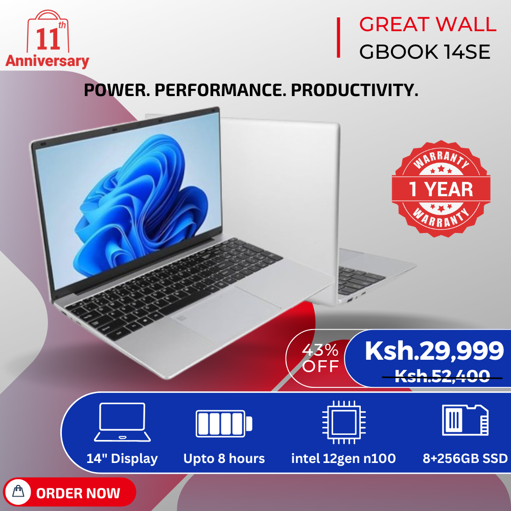 [Anniversary Deals] Great Wall Brand New Gbook 14 SE Laptop 12th Generation Intel N100 CPU 8GB + 256GB SSD 14" Full HD Ultrabook with Long Life Battery & Free Official Win 11 System WiFi5