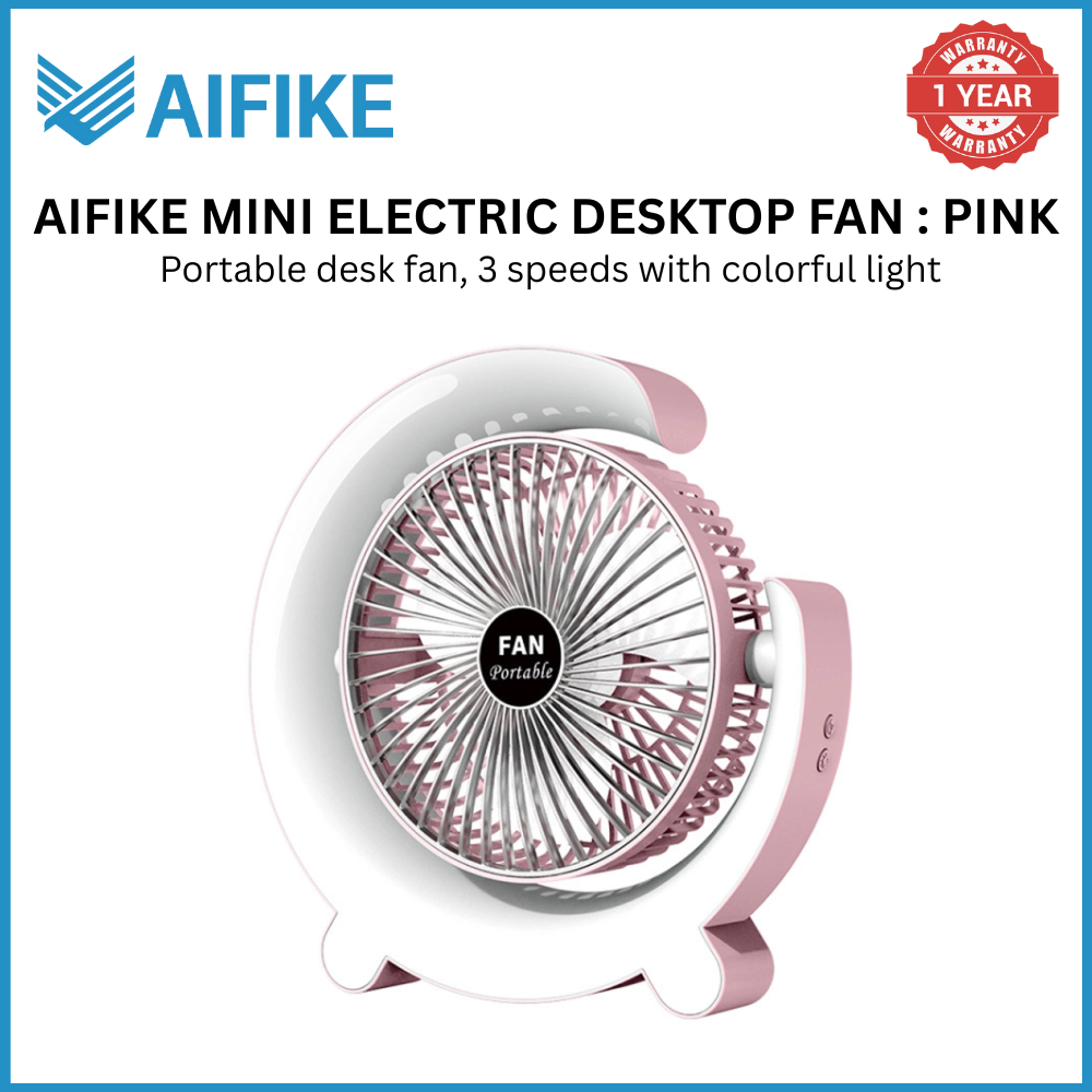 [Special Offer]AIFIKE Modern Desktop Fan With Glow Rainbow Three Wind Speeds And Angle Adjustment Long Battery Life(4-5 Hours) Type-c Charging Electric Small Fan-AFK111