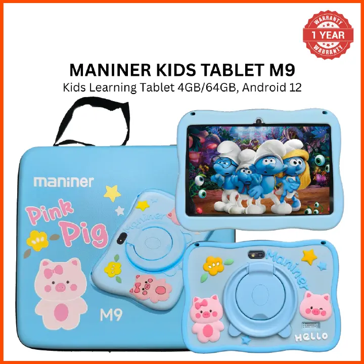 MANINER M9 Kids Learning Tablet - 7” Screen, Educational Games, Parental Control, For Ages 3-12 , Durable Case, Fun Learning Apps