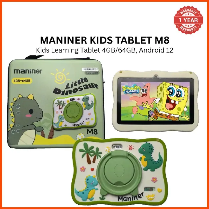 [New Arrivals!] MANINER M8 Kids Learning Tablet - Premium 8" HD Educational Tablet with Parental Controls 64GB+4GB 5000mAh Battery STEM Apps Shockproof Case Perfect Gift for Ages 3-12 Kids Tablet