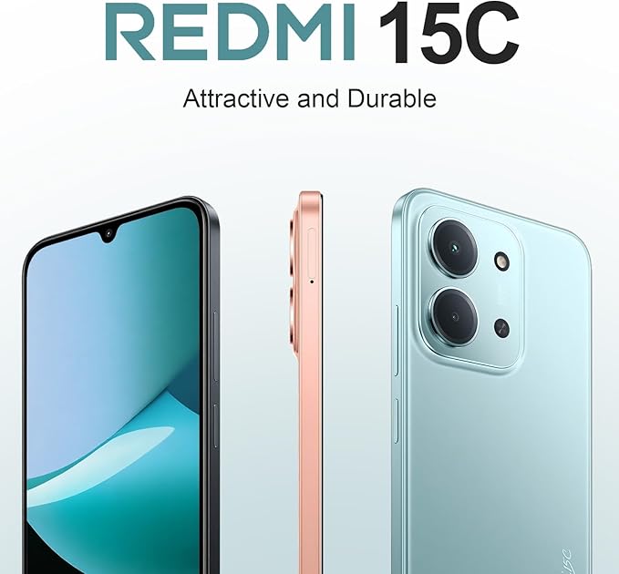 [Special Offer] Redmi 15C Smartphone Display 6.9” 120Hz - 4GB Ram + 128GB Rom Dual SIM, 4G , 6000mAh Battery ,50MP AI dual camera ,33W fast charging ,IP64 ,MediaTek Helio G81-Ultra