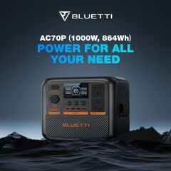 [Special Offer] Bluetti AC70P Portable Power Station 864Wh 1000W Output Solar Generator