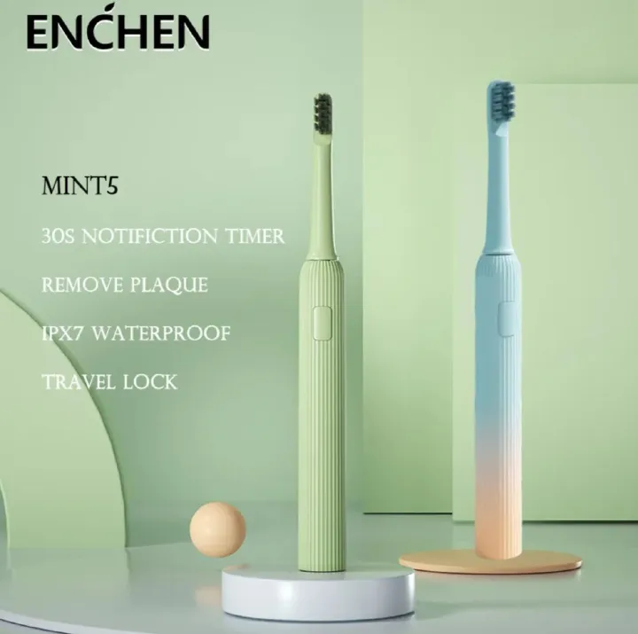 ENCHEN Electric Toothbrush Mint 5 – Smart Sonic Toothbrush with 4 Cleaning Modes, USB-C Rechargeable, 30-Day Battery Life, IPX7 Waterproof, Deep Cleaning with Soft DuPont Bristles