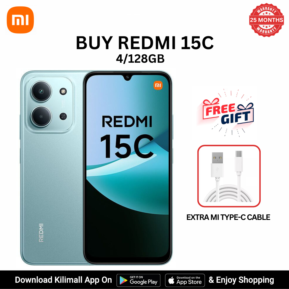 [Special Offer] Redmi 15C Smartphone Display 6.9” 120Hz - 4GB Ram + 128GB Rom Dual SIM, 4G , 6000mAh Battery ,50MP AI dual camera ,33W fast charging ,IP64 ,MediaTek Helio G81-Ultra