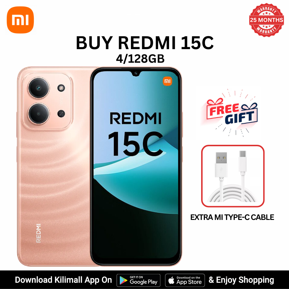 [Special Offer] Redmi 15C Smartphone Display 6.9” 120Hz - 4GB Ram + 128GB Rom Dual SIM, 4G , 6000mAh Battery ,50MP AI dual camera ,33W fast charging ,IP64 ,MediaTek Helio G81-Ultra