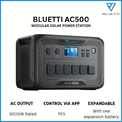 [Special Offer] Bluetti AC500 Modular Solar Power Station – 5000W Pure Sine Wave Inverter, Expandable Capacity up to 18.4kWh, Smart App Control & Solar Charging