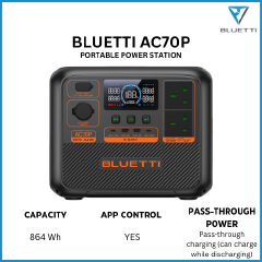 [Special Offer] Bluetti AC70P Portable Power Station 864Wh 1000W Output Solar Generator