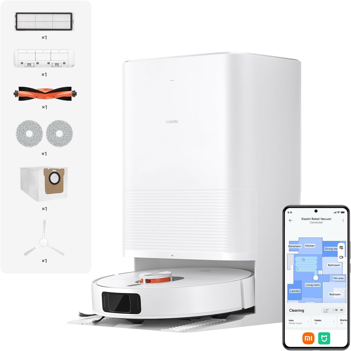 [Brand New ] Xiaomi Robot Vacuum X20 Pro, Smart Vacuum Mop, Auto Dust Collection, Laser Navigation, App Control