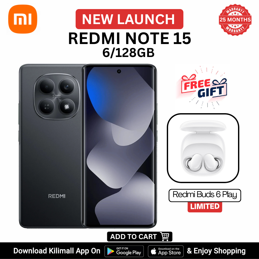 [New Arrival] Redmi Note 15 Smartphone  6.77" AMOLED display 6GB+128GB Dual SIM 108MP main camera 20MP front camera 6000mAh battery 33W In-screen fingerprint Water & Dust Resistance Android 15