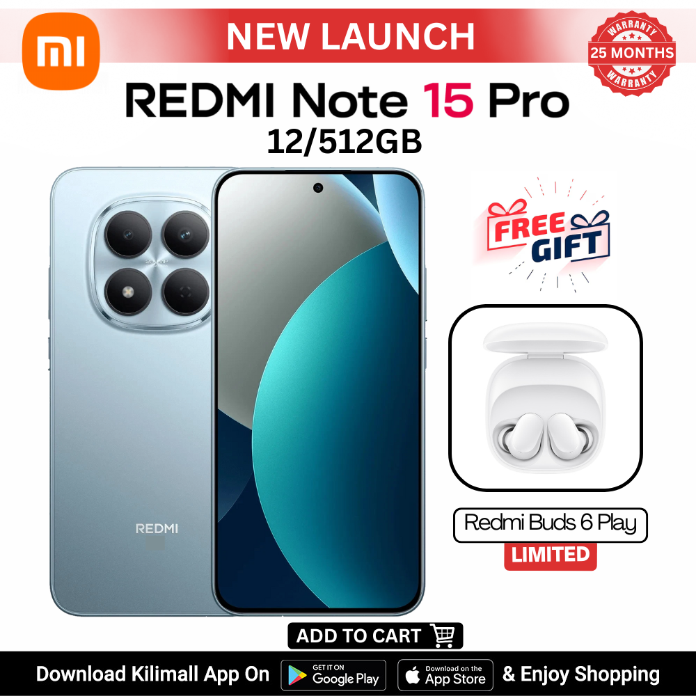 [ New Arrival ] REDMI NOTE 15 PRO Smartphone 6.77" AMOLED display 12+512GB BLACK Dual SIM 200MP main camera 32MP front camera 6500mAh battery 45W  In-screen fingerprint Water & Dust Resistant