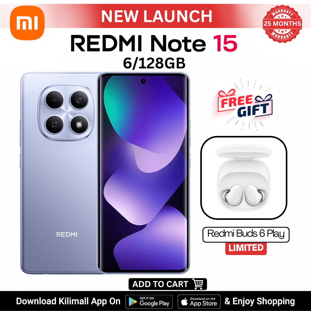 [New Arrival] Redmi Note 15 Smartphone  6.77" AMOLED display 6GB+128GB Dual SIM 108MP main camera 20MP front camera 6000mAh battery 33W In-screen fingerprint Water & Dust Resistance Android 15