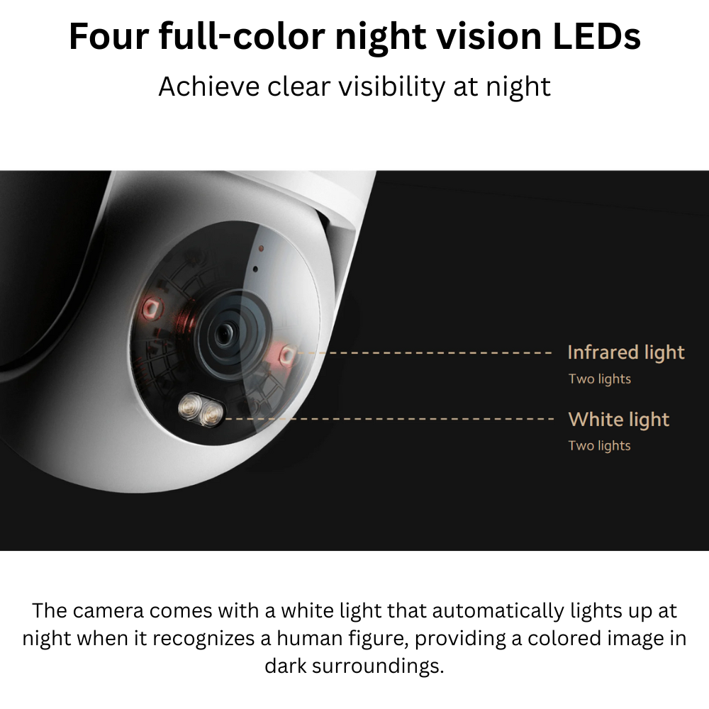 [Special Offer] Xiaomi Outdoor Camera CW300, 2.5K Ultra-Clear Picture Quality, 4MP, Smart Full-Color Night Vision, Bidirectional Gimbal Movement, IP66 Water and dust Resistant, AI Human Tracking, Whit