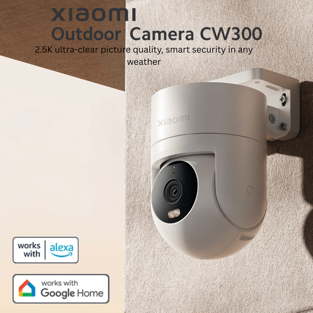 [Special Offer] Xiaomi Outdoor Camera CW300, 2.5K Ultra-Clear Picture Quality, 4MP, Smart Full-Color Night Vision, Bidirectional Gimbal Movement, IP66 Water and dust Resistant, AI Human Tracking, Whit