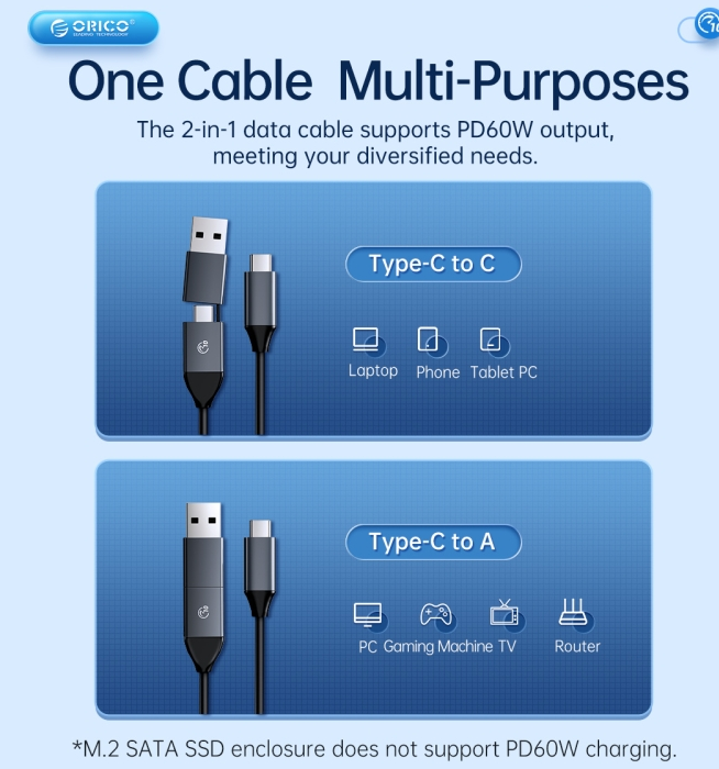[Special Offer]ORICO M.2 NVME SSD ENCLOSURE AM2C3-G2, USB-C 10Gbps External Adapter for 2230/2242/2260/2280 PCIe NVMe SSD, Aluminium Tool-Free Case (Up to 4TB)