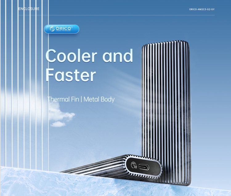 [Special Offer]ORICO M.2 NVME SSD ENCLOSURE AM2C3-G2, USB-C 10Gbps External Adapter for 2230/2242/2260/2280 PCIe NVMe SSD, Aluminium Tool-Free Case (Up to 4TB)