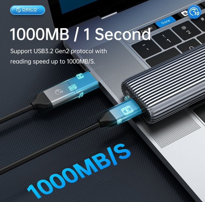 [Special Offer]ORICO M.2 NVME SSD ENCLOSURE AM2C3-G2, USB-C 10Gbps External Adapter for 2230/2242/2260/2280 PCIe NVMe SSD, Aluminium Tool-Free Case (Up to 4TB)