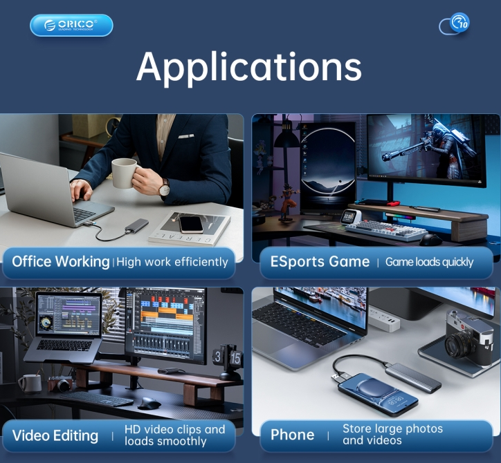 [Special Offer]ORICO M.2 NVME SSD ENCLOSURE AM2C3-G2, USB-C 10Gbps External Adapter for 2230/2242/2260/2280 PCIe NVMe SSD, Aluminium Tool-Free Case (Up to 4TB)