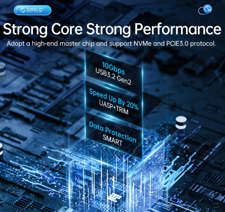 [Special Offer]ORICO M.2 NVME SSD ENCLOSURE AM2C3-G2, USB-C 10Gbps External Adapter for 2230/2242/2260/2280 PCIe NVMe SSD, Aluminium Tool-Free Case (Up to 4TB)