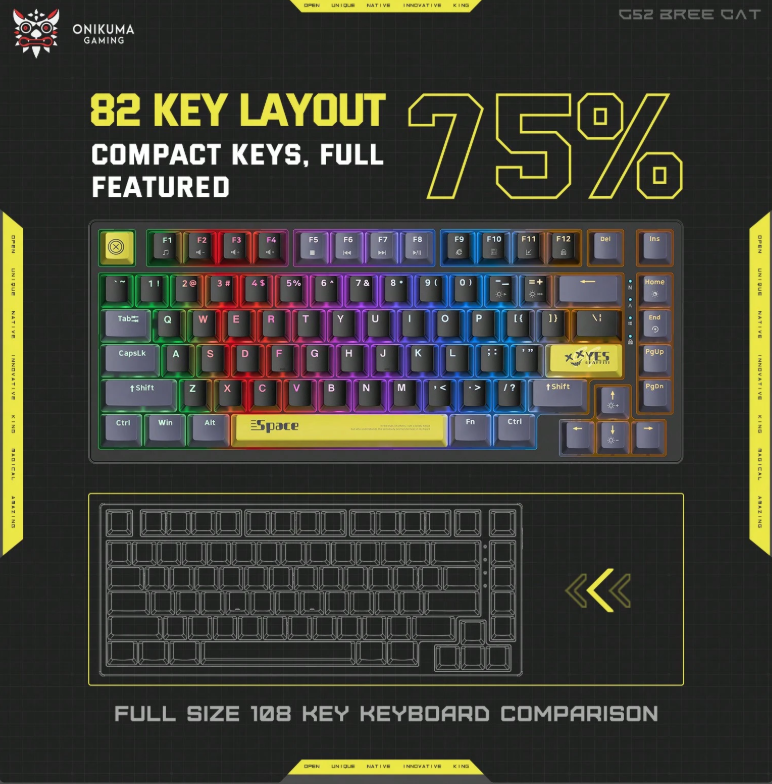 [Special Offer] ONIKUMA G52 Gaming Keyboard, Wired USB Mechanical-Style Keyboard for PC & Laptop