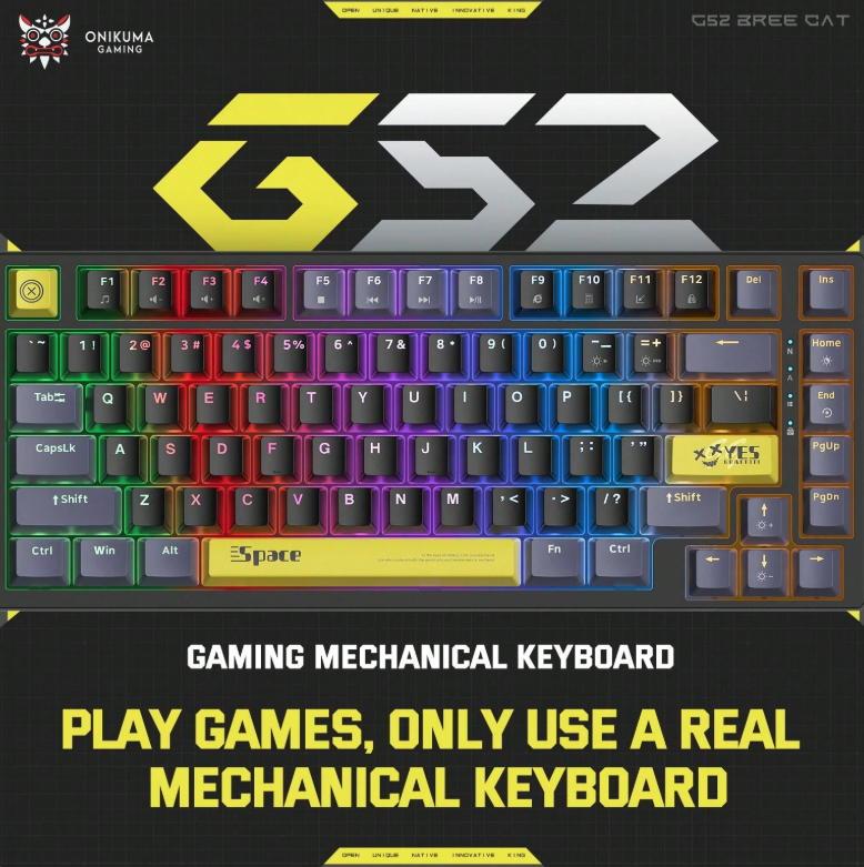 [Special Offer] ONIKUMA G52 Gaming Keyboard, Wired USB Mechanical-Style Keyboard for PC & Laptop