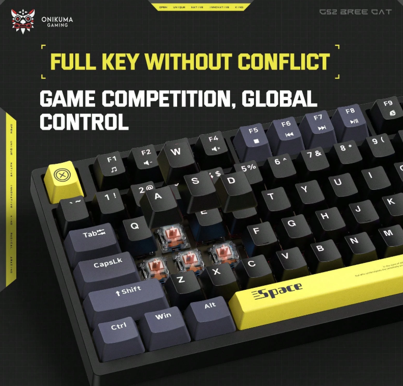 [Special Offer] ONIKUMA G52 Gaming Keyboard, Wired USB Mechanical-Style Keyboard for PC & Laptop