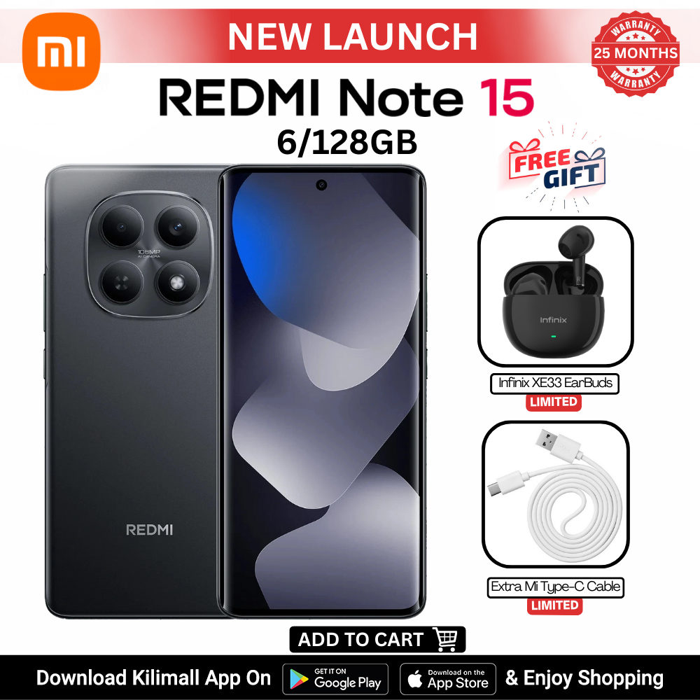 [New Arrival] Redmi Note 15 Smartphone  6.77" AMOLED display 6GB+128GB Dual SIM 108MP main camera 20MP front camera 6000mAh battery 33W In-screen fingerprint Water & Dust Resistance Android 15